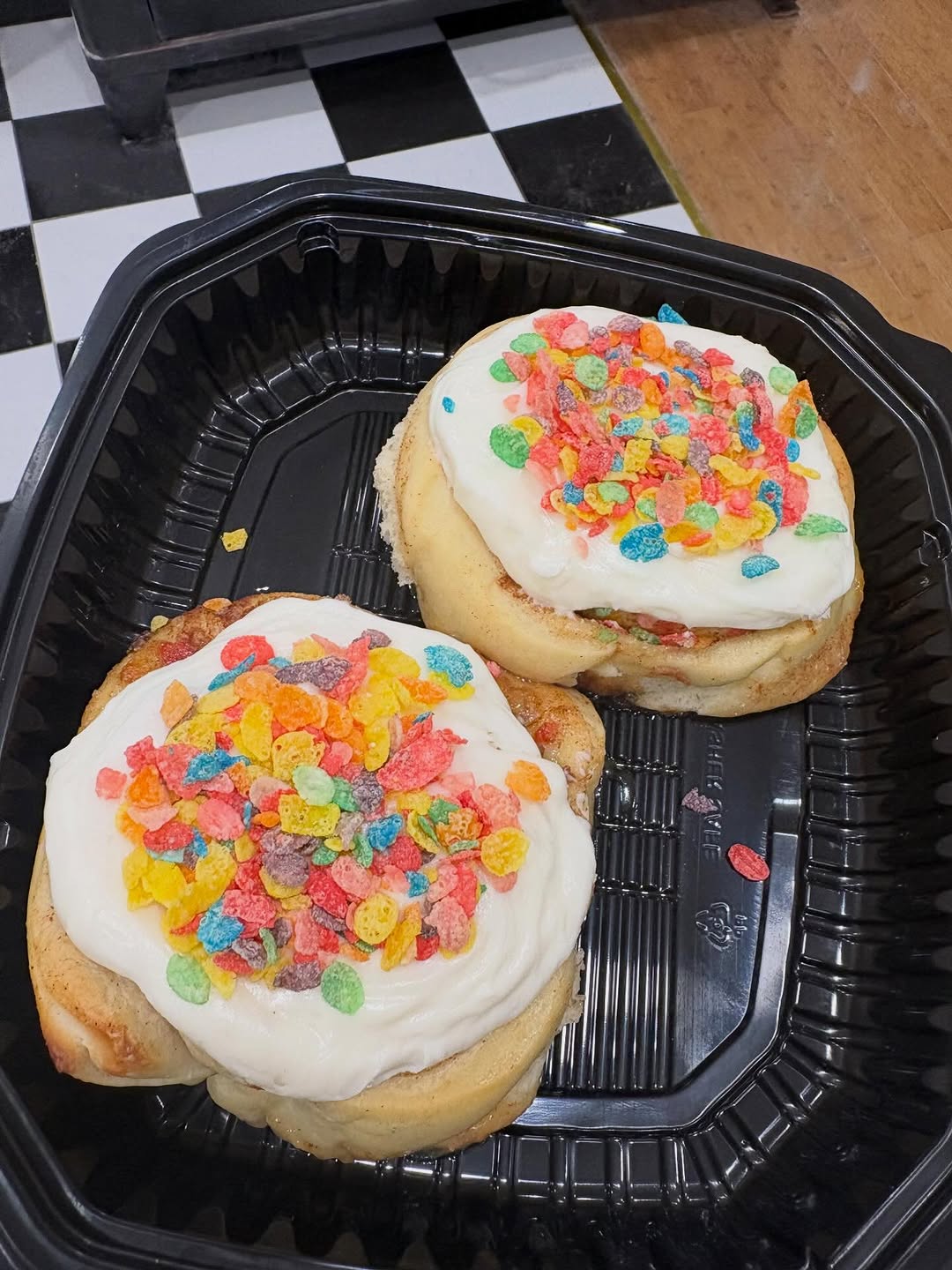 Fruity Pebbles loaded cinnamon bun